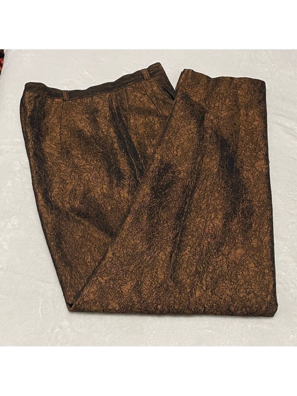 Alberto Makali Vintage Textured Brown and Black Crepe Fabric 10